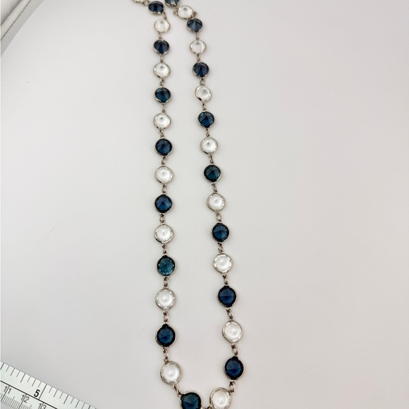 Touchstone Chanelle Necklace by Swarovski Blue and White Crystals Called Rain - Picture 4 of 4